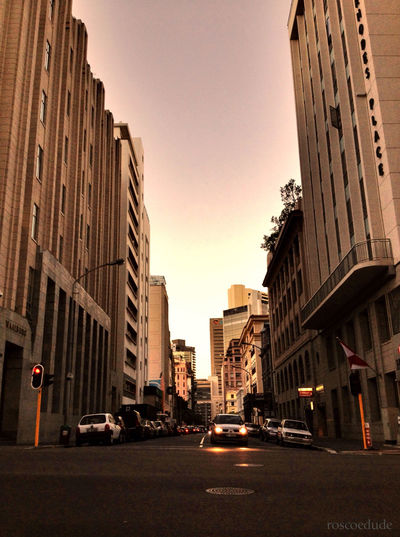 City street with buildings in background