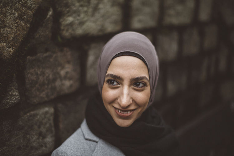Smiling woman wearing hijab