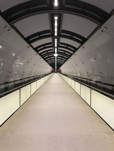 View of empty underground walkway