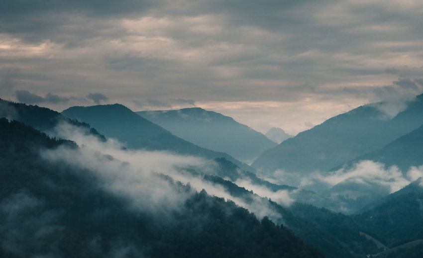 Scenic view of mountains against sky