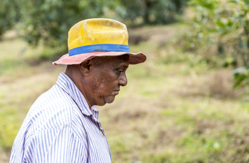 Portrait of man wearing hat outdoors