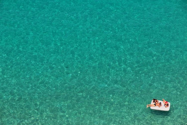 High angle view of boat in sea