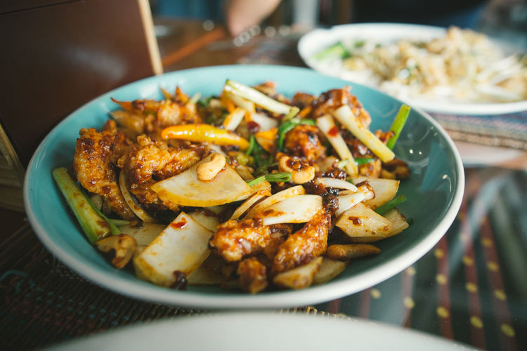 Close-up of food in bowl on table