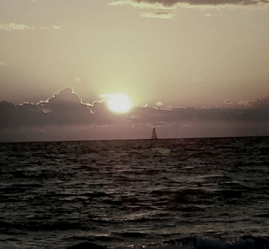 Scenic view of sea against sky at sunset
