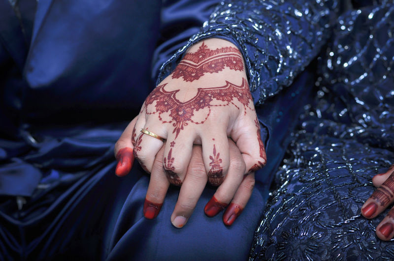 Close-up of woman hand with tattoo