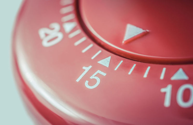 Close-up of red timer