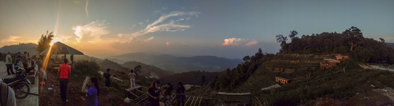 Panoramic view of mountains against sky during sunset