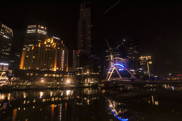 Illuminated city at night