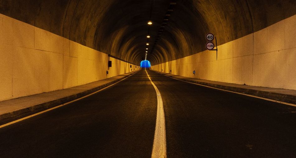 Empty road in tunnel
