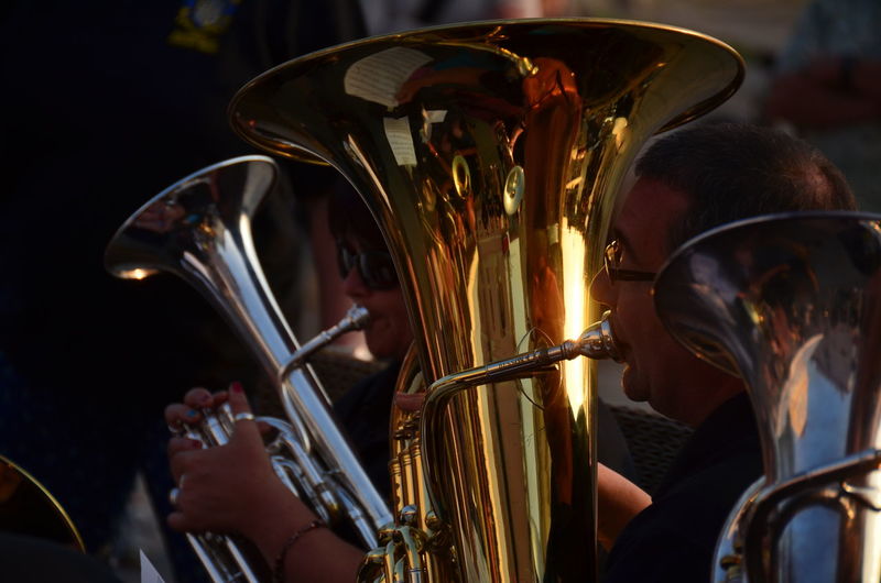 People playing tuba at music festival