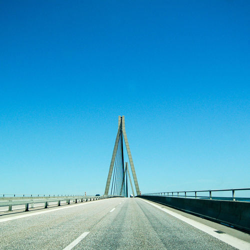 Modern bridge against clear blue sky