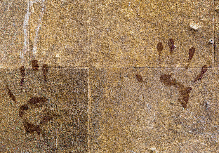 Close-up of handprints on wall