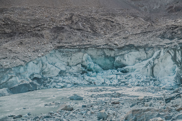 Cracking and melting of passu glacier in gojal, upper hunza. gilgit baltistan, pakistan.