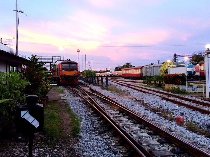 View of trains against the sky