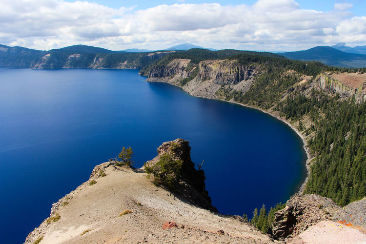 Scenic view of crater lake 