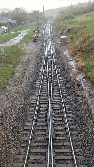 High angle view of railroad tracks