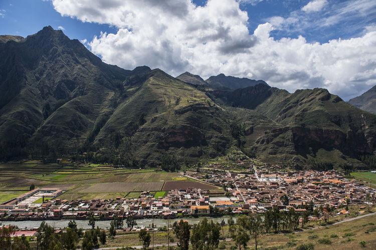 View of village urubamba at the sacred valley, peru
