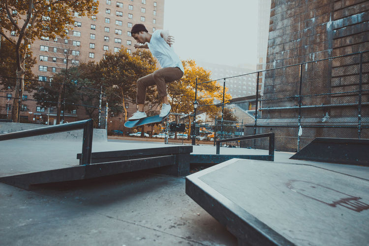 Young man skateboarding outdoor