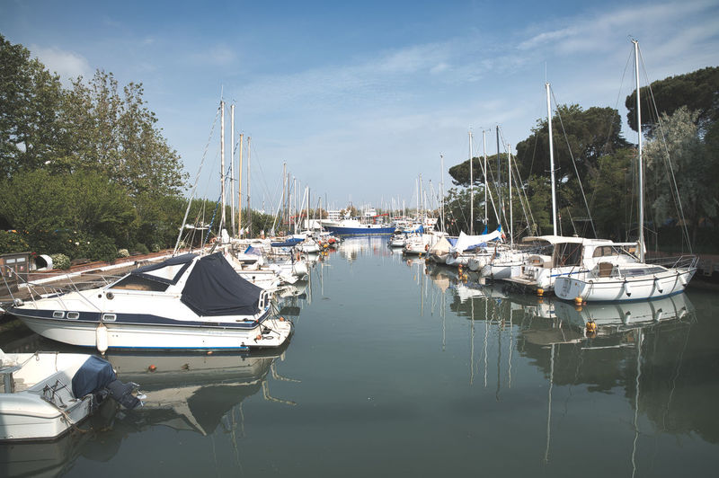 Boats in cesenatico on the canal port in emilia romagna adriatic sea italy
