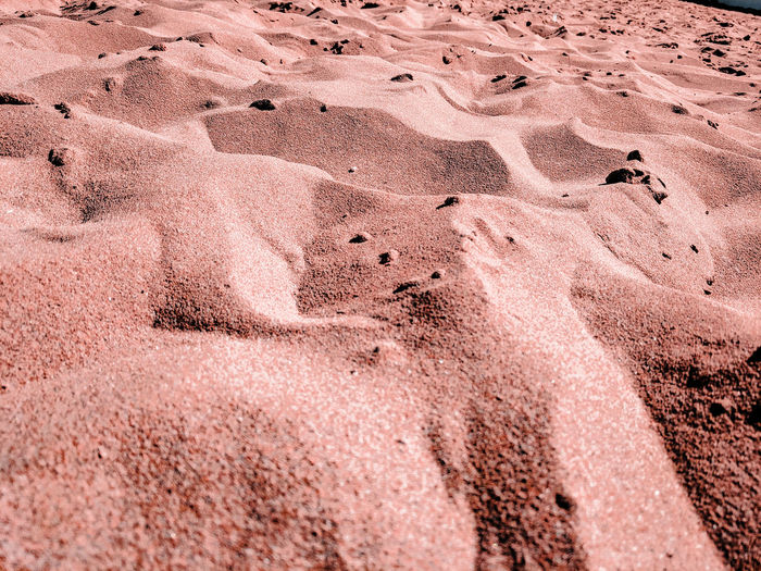 High angle view sand at beach