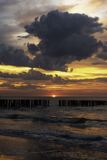 Scenic view of sea against sky during sunset