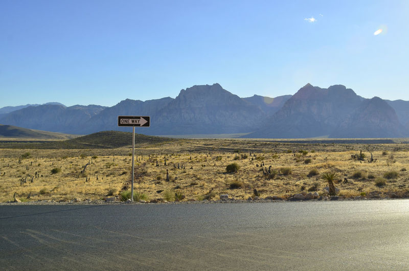 One way sign in mojave desert landscape