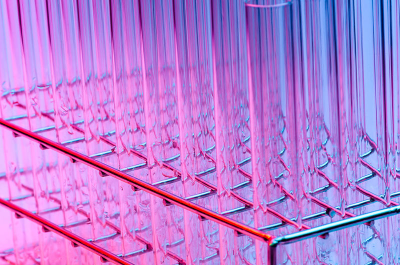 Close-up of test tubes in rack