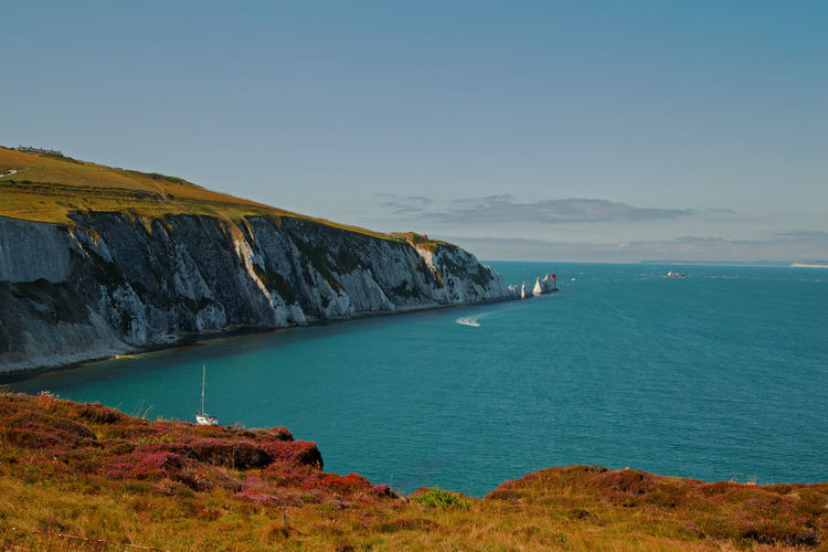 Scenic view of sea against clear sky