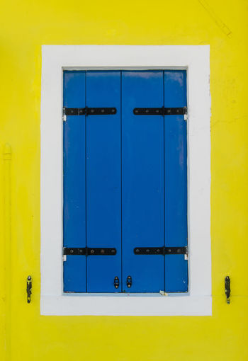 Close-up of closed blue door