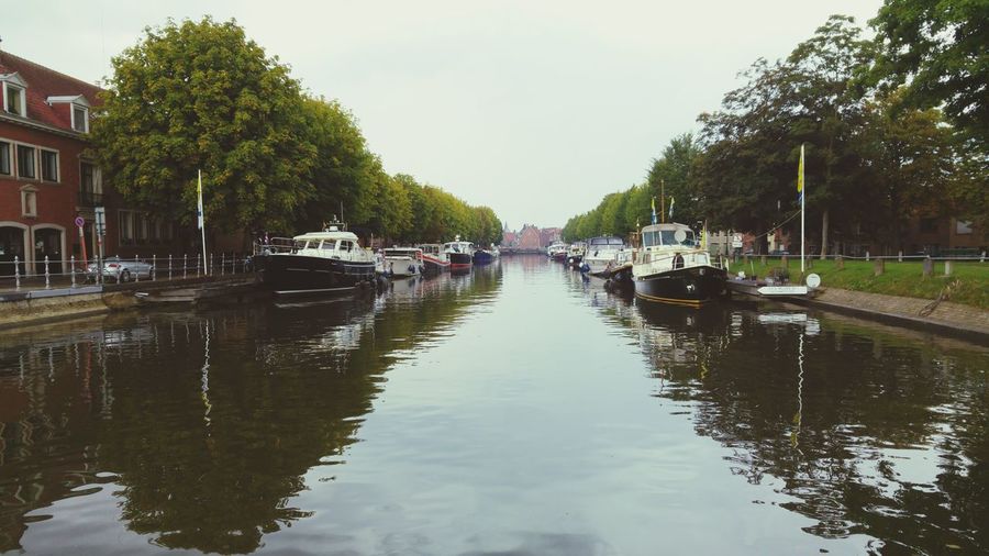 View of boats in canal
