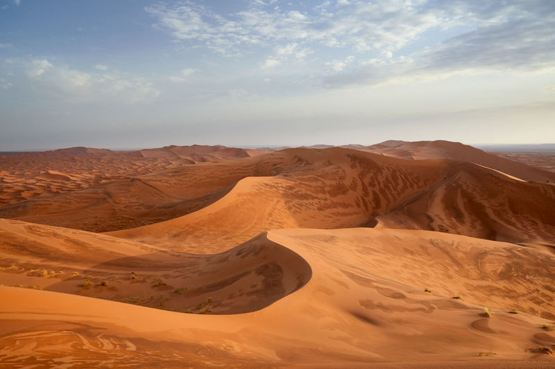 Desert landscape with patterned dunes, sahara, morocco