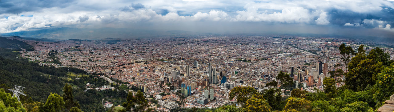 Panoramic view of bogota city from montserrat hill