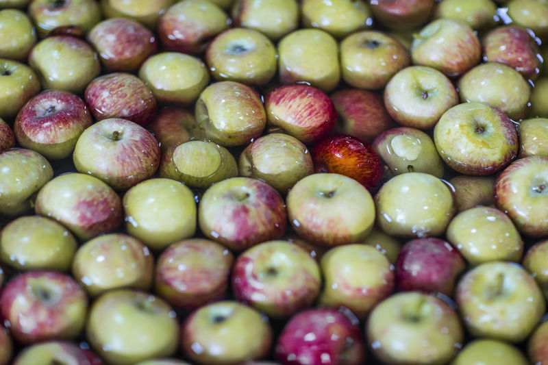 Group of fresh apples in water