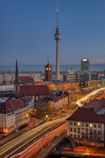 The famous television tower and berlin mitte at dawn