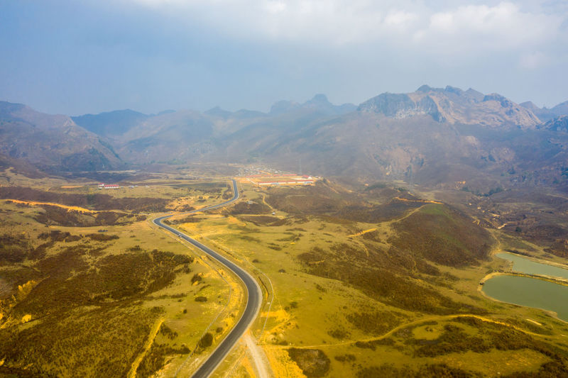 Aerial view of landscape against sky