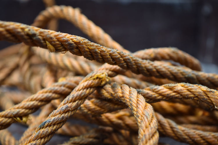 Close-up of rope tied up outdoors