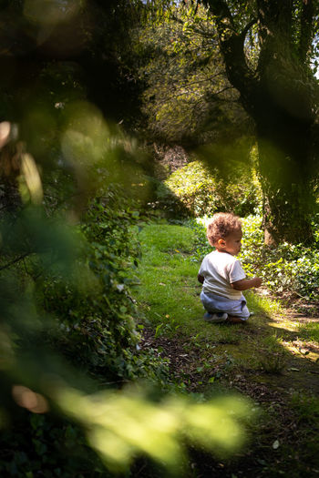 Toddler explores nature 
