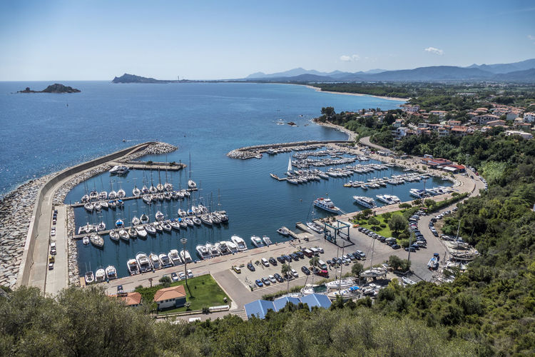 The port and the coast of santa maria navarrese in sardinia