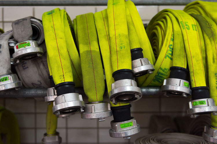 Close-up of hose against wall