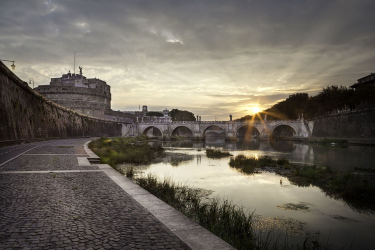 View of castel sant'angelo at sunset
