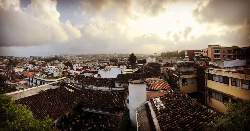 High angle view of townscape against sky