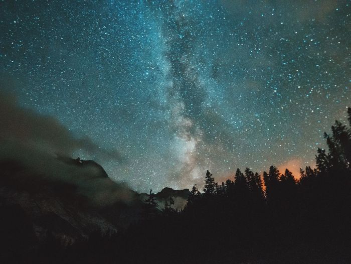 Low angle view of star field against star field