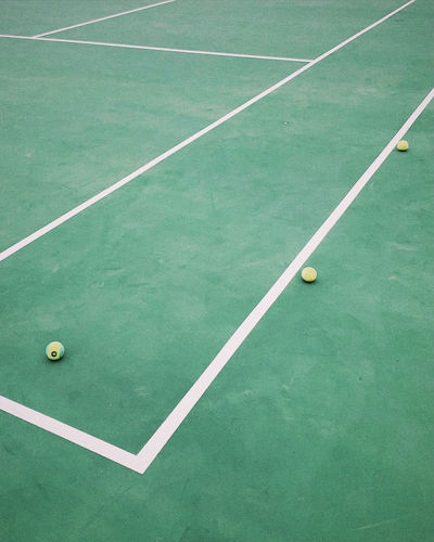 High angle view of green ball on field