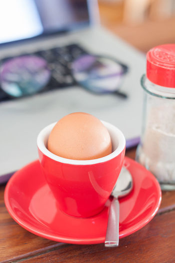 Close-up of eggcup on table