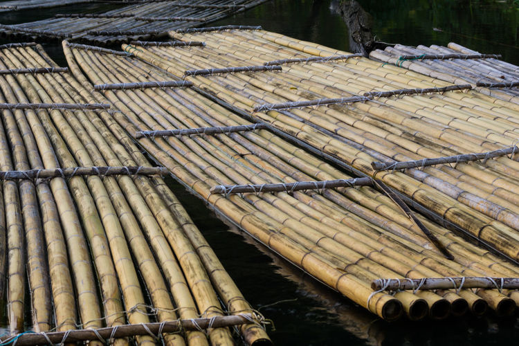 Traditional bamboo rafts