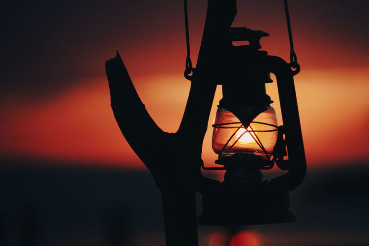 Close-up of illuminated lighting equipment