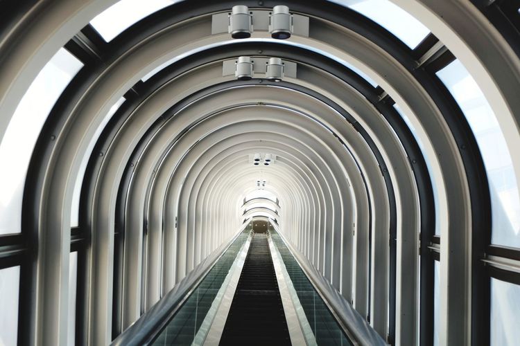 Low angle view of empty tunnel