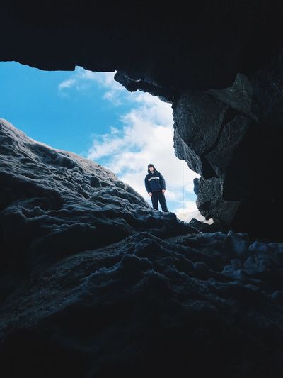 Cave in iceland silhouette 