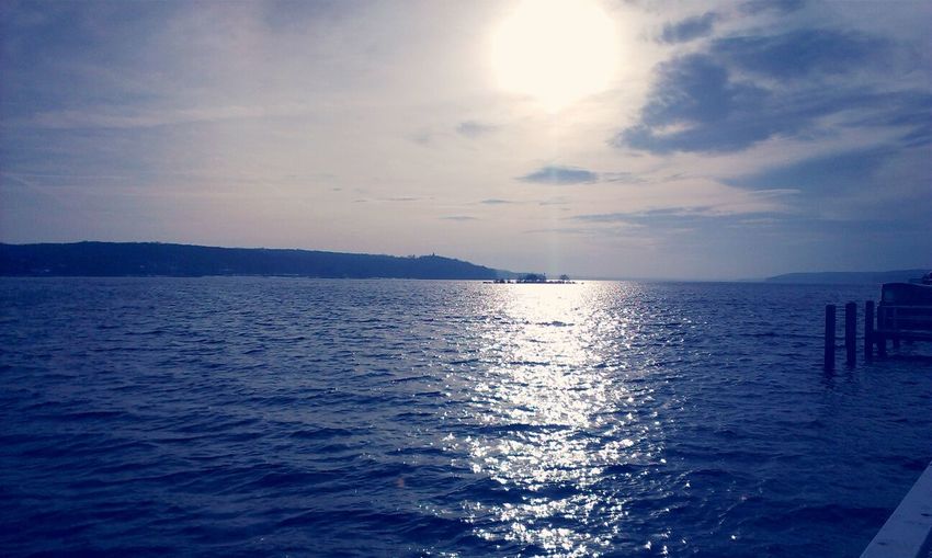 Scenic view of sea at sunset