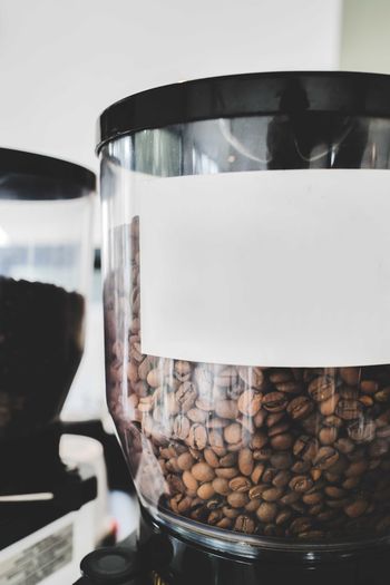 Coffee beans in the coffee grinding machine